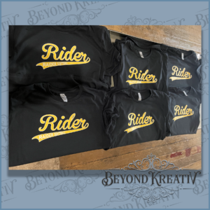 Custom Rider softball team shirts produced by Beyond KreatiV